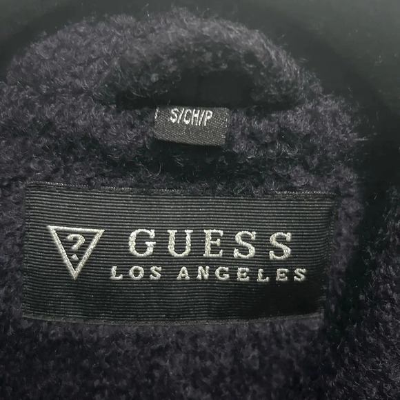 💙”Guess” Women’s Dark Navy Blue Wool Blend Zip Front Coat w/ Pockets Size S💙 - Picture 6 of 15